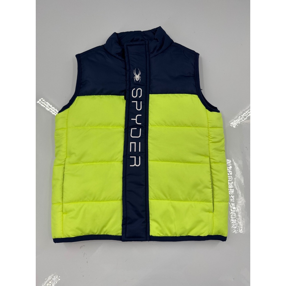 Spyder Kids Neon Yellow Navy Blue Puffer Vest Insulated Size 3T 27SPFG104J-999